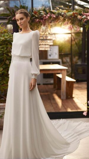 Vestido de novia Aire Barcelona UBALI de manga larga