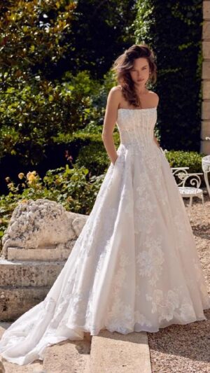 Vestido de novia Justin Alexander MONET 88524 con cintura basque