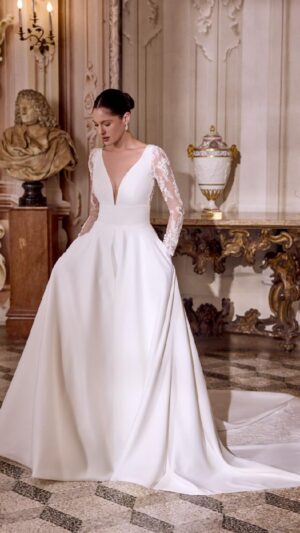 Vestido de novia Justin Alexander LISBETH 88493 con mangas de tul