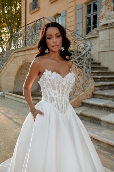 Vestido de novia princesa Justin Alexander 44574 de mikado - Imagen 2