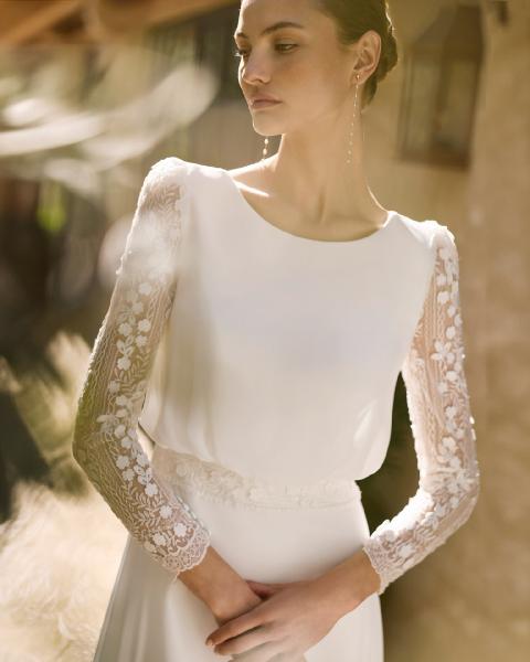 Vestido de novia recto Alma Novia MARIS con escote barco - Imagen 2