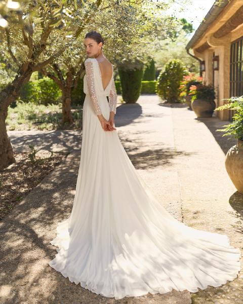 Vestido de novia recto Alma Novia MARIS con escote barco - Imagen 3