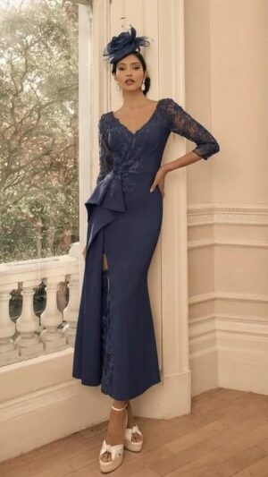 Vestido de madrina Veni Infantino 992804 azul navy