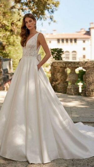 Vestido de novia Styr con lazo de Aire Barcelona